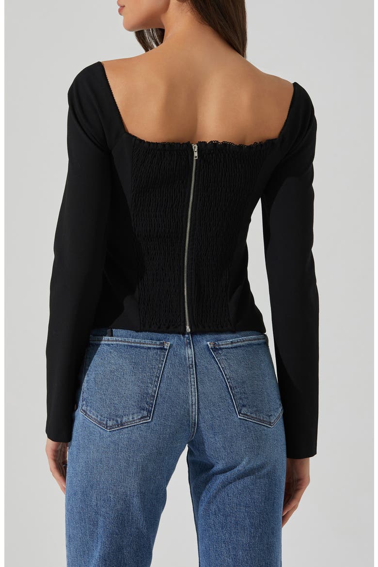 Whitley Square Neck Long Sleeve Shirt, Alternate, color, BLACK WHITE