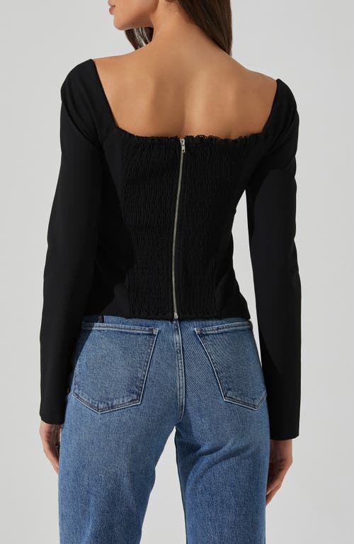 Astr The Label Whitley Square Neck Long Sleeve Shirt In Black