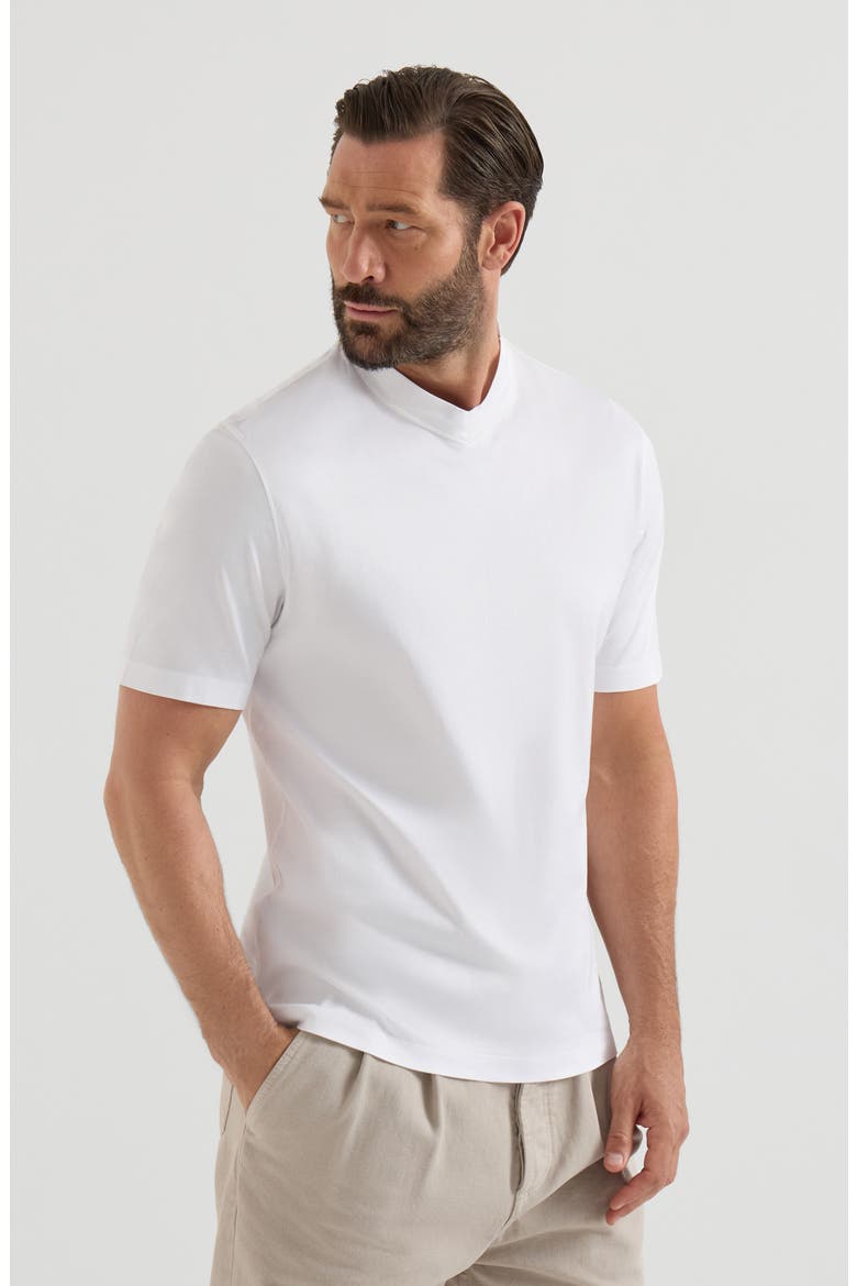 Cotton jersey V-neck T-shirt, Main, color, White