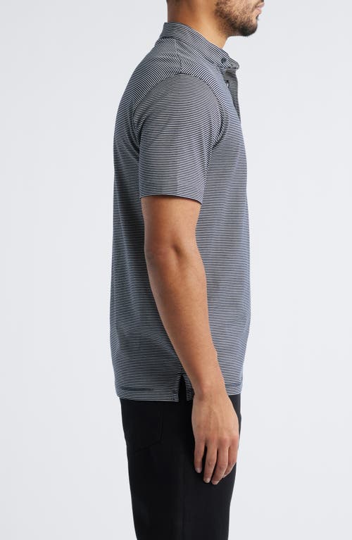 Emporio Armani Stripe Nehru Collar Polo In Navy