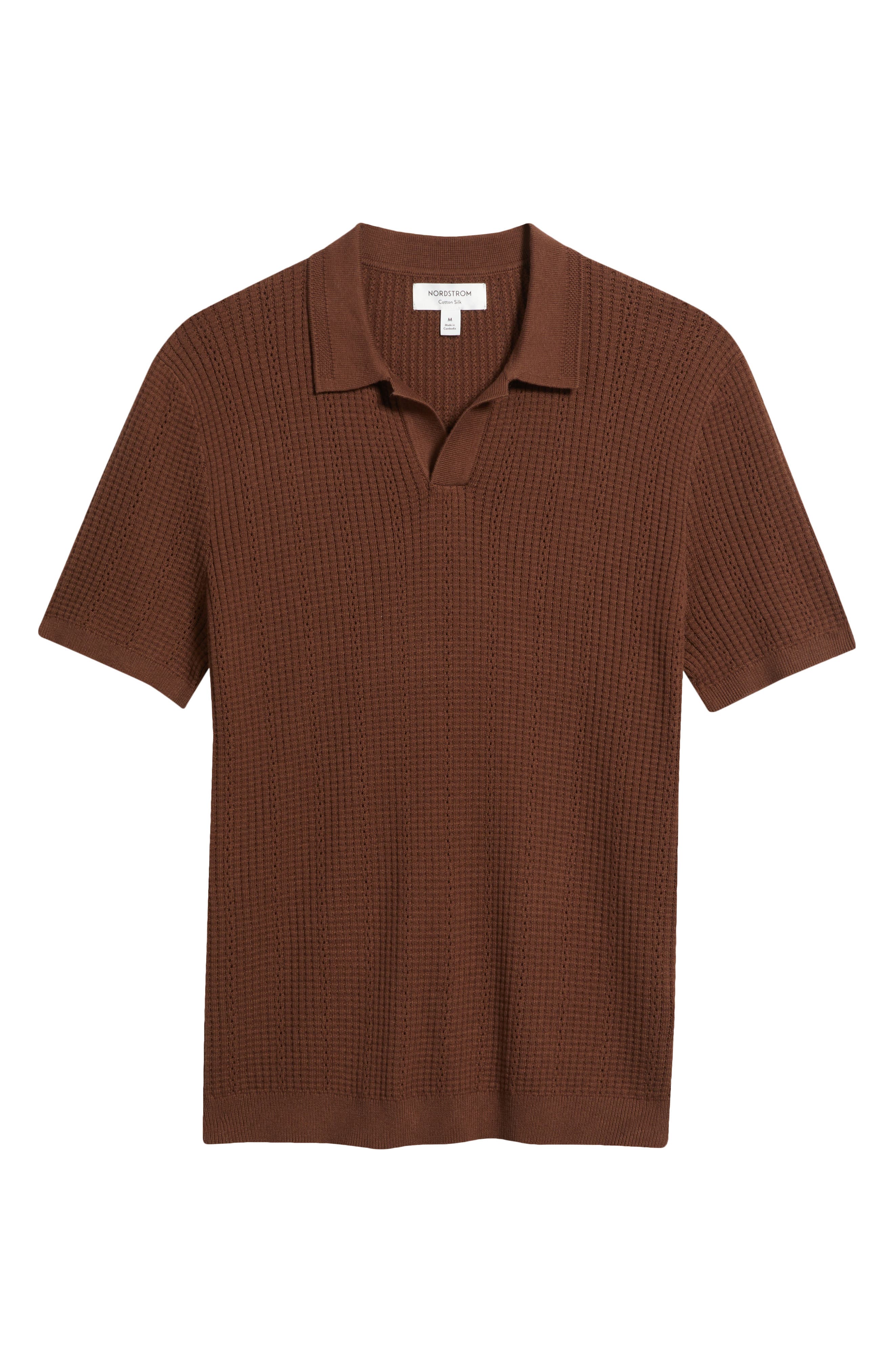 Мужские свитеры Nordstrom Textured Johnny Collar Cotton & Silk Polo Sweater — фото 6