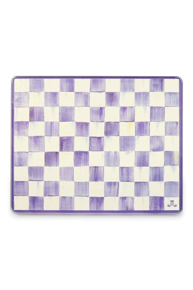 Violet Check Set of 2 Glass Cutting Boards, Alternate, color, VIOLET