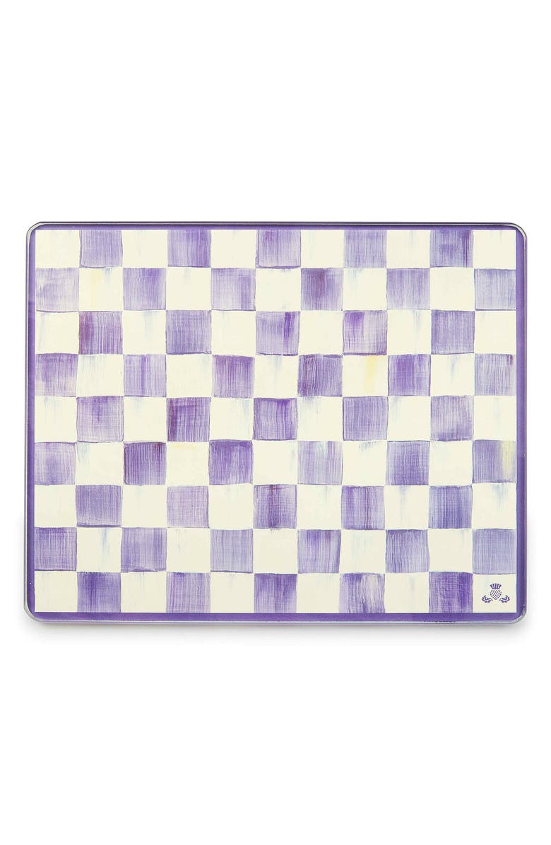 MACKENZIE CHILDS Violet Check Set of 2 Glass Cutting Boards, Alternate, color, Violet