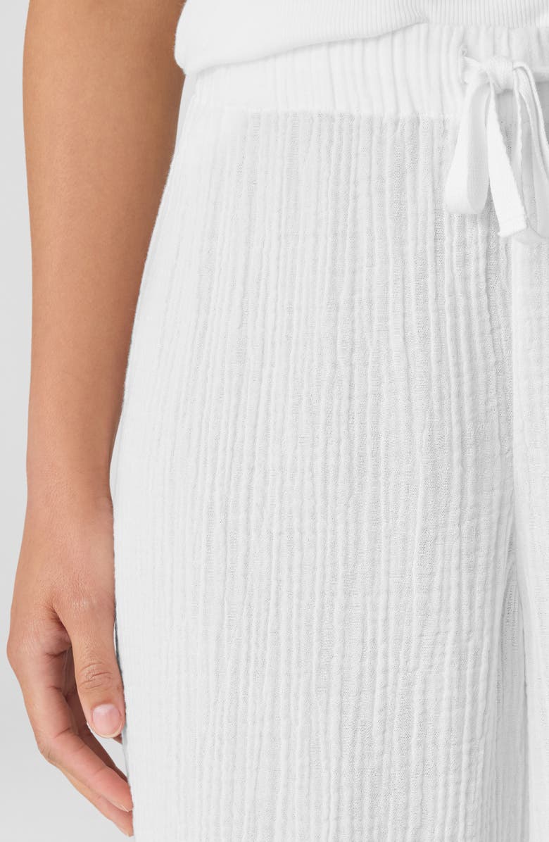 Eileen Fisher Wide Leg Organic Cotton Ankle Pants, Alternate, color, White