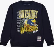Mitchell & Ness Men's Mitchell & Ness  Navy Michigan Wolverines Half Time Fleece Crewneck Sweatshirt