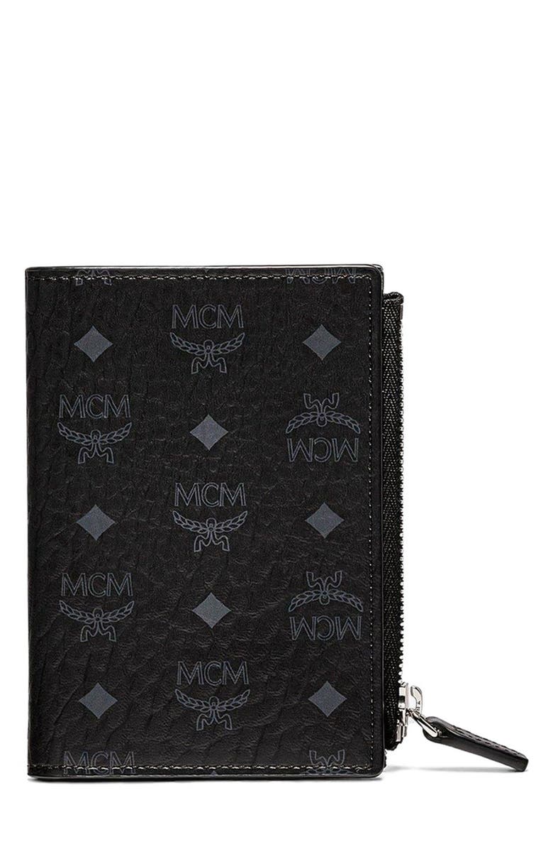 MCM Bifold Zip Card Wallet in Visetos Original, Main, color,