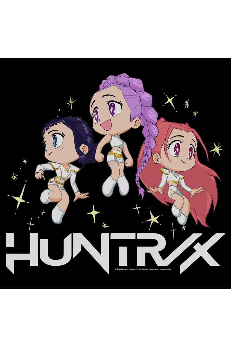 Men's Chibi Trio Huntrix Short Sleeve Graphic T-Shirt, Alternate, color, Black