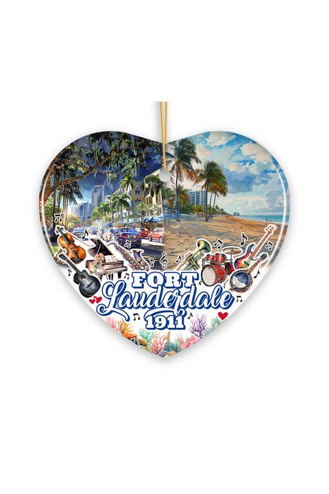 Fort Lauderdale 1911 Beach And Music Heart Ornament