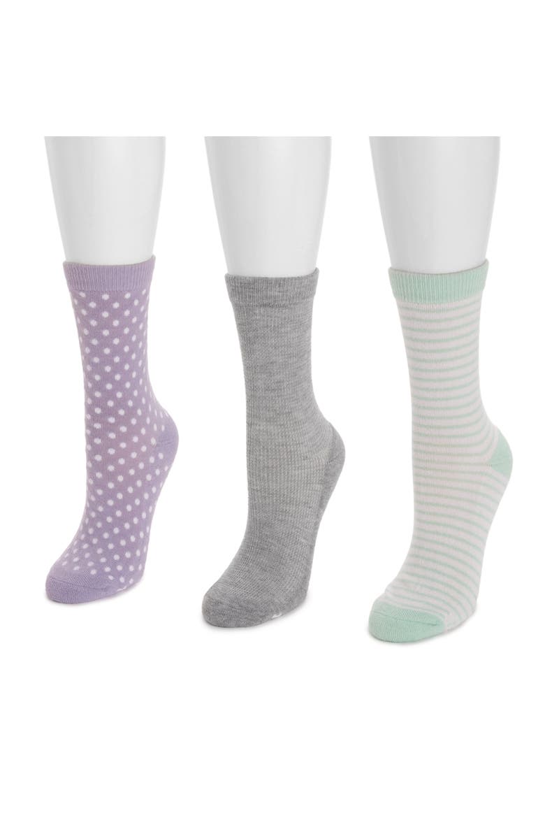 Women's Dream Step Crew Socks, 3 Pair Pack, Alternate, color, Mint/Purple