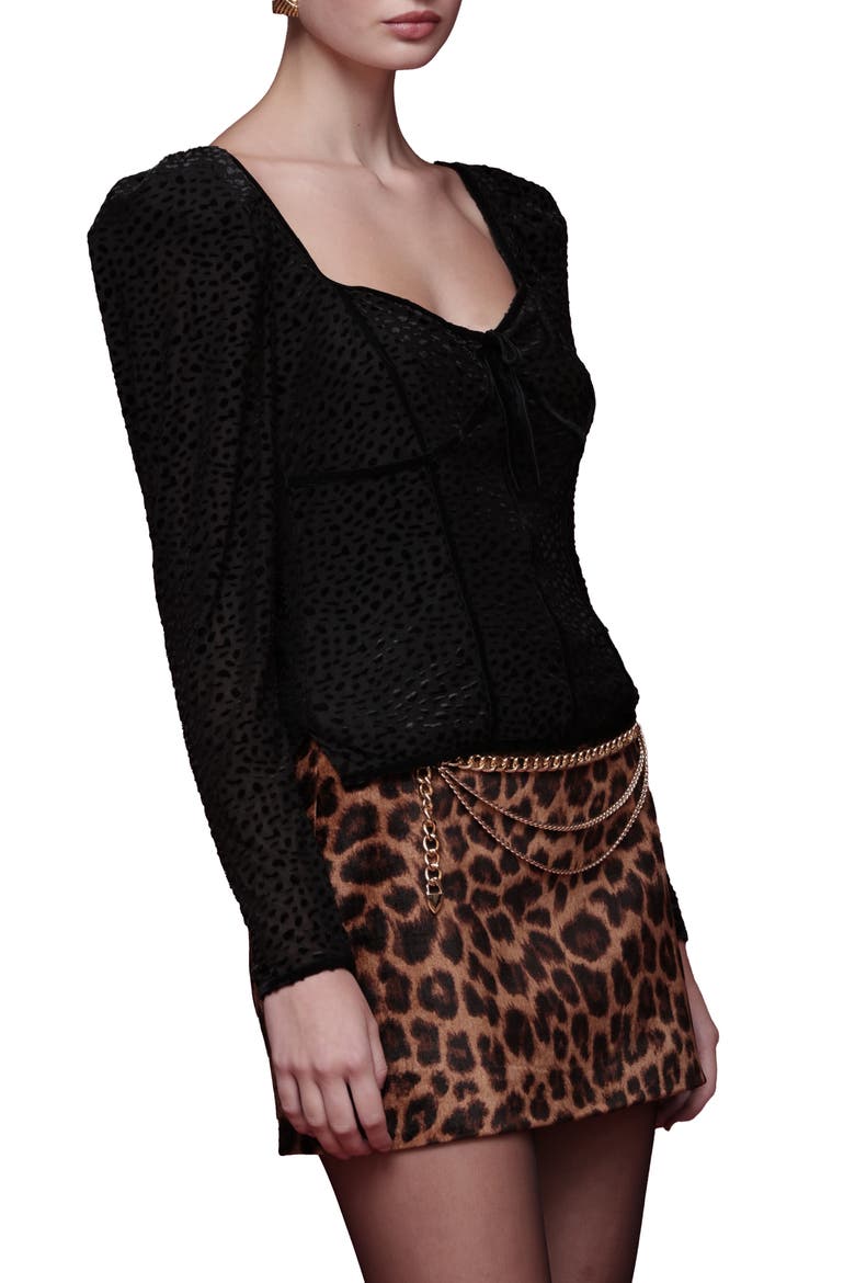 Animal Spot Sweetheart Neck Top, Alternate, color, BLACK