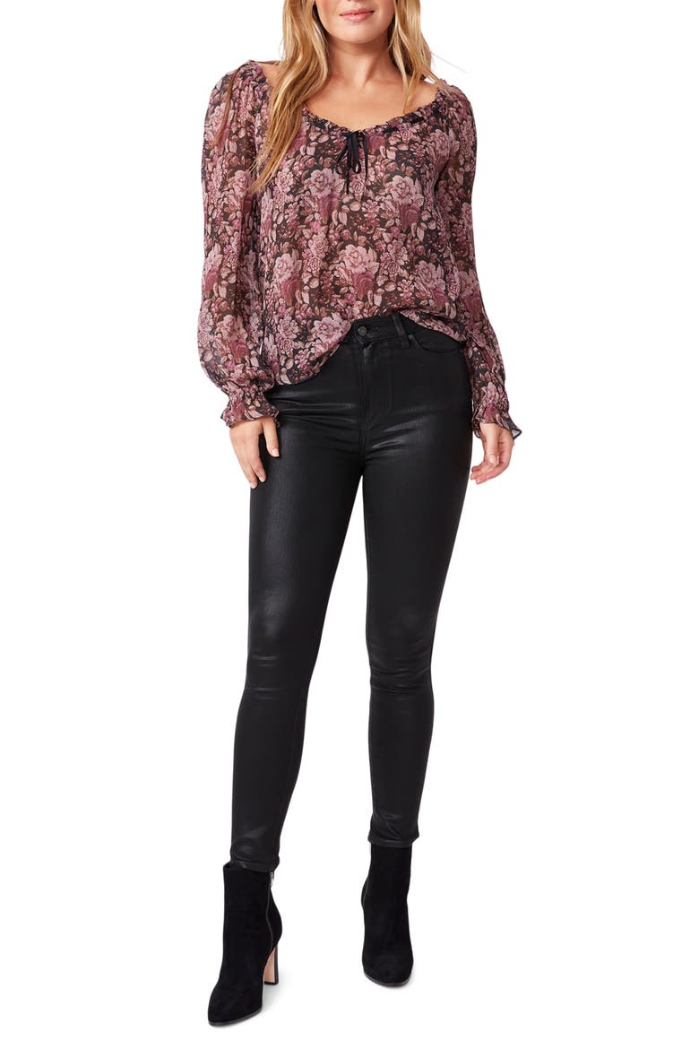 Lana Floral Blouse, Alternate, color, BLACK/MAUVE