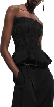 MANGO Ruched Strapless Top