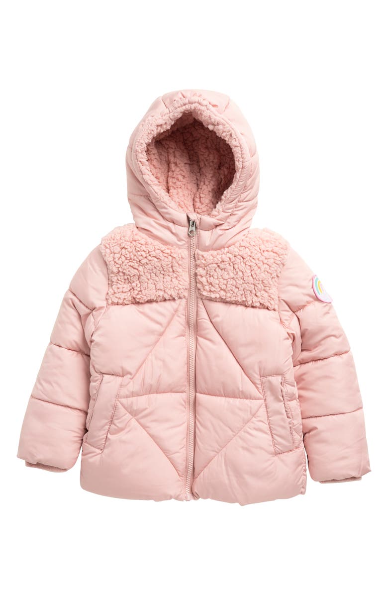 Jessica Simpson Kids' Faux Fur Trimmed Puffer Jacket, Main, color, 