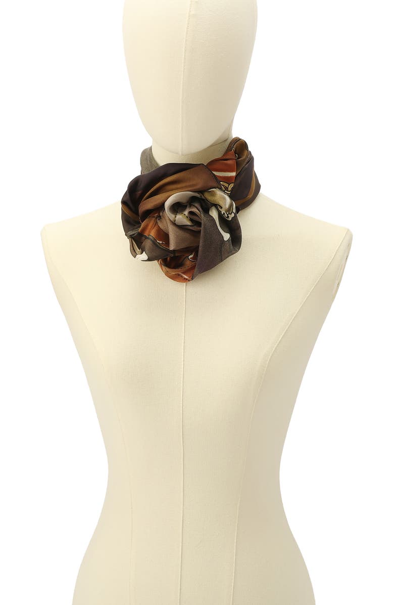 COACH Stacked Tabby Print Silk Square Scarf, Alternate, color, Maple Multi