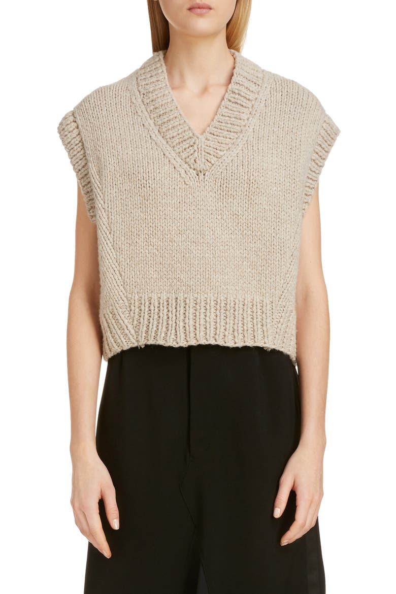 V-Neck Sweater Vest, Main, color, BEIGE
