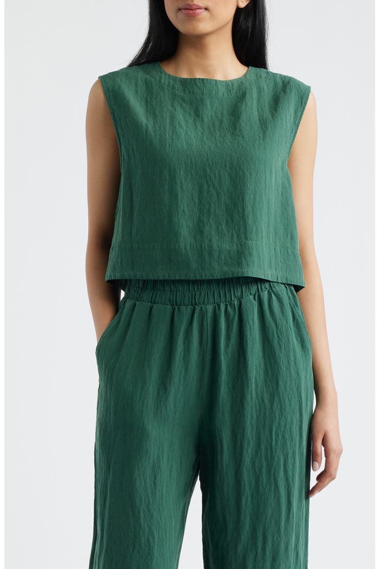 Boxy Back Button Sleeveless Top, Main, color, MEADOW MOSS