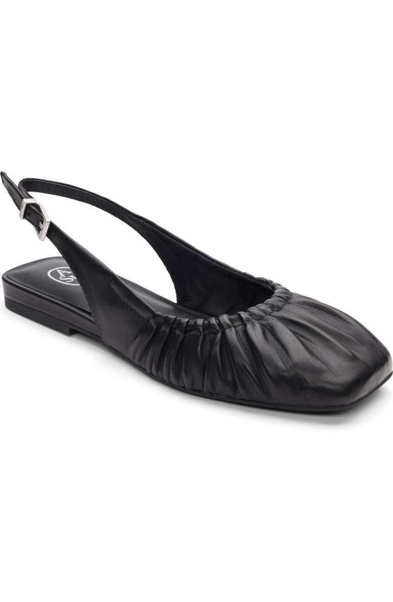 Ash Bibi Ruched Square Toe Slingback Flat, Main, color, Black