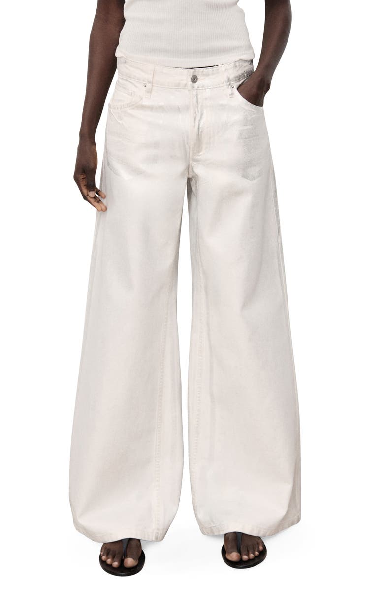 MANGO Metallic Finish Wide Leg Jeans, Main, color, 