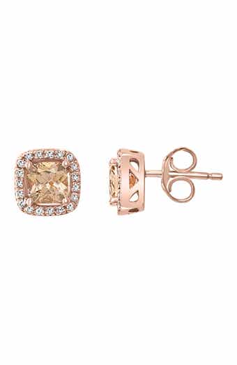 EFFY 14K Rose Gold Cushioned Cut Morganite & Diamond Halo Stud Earrings