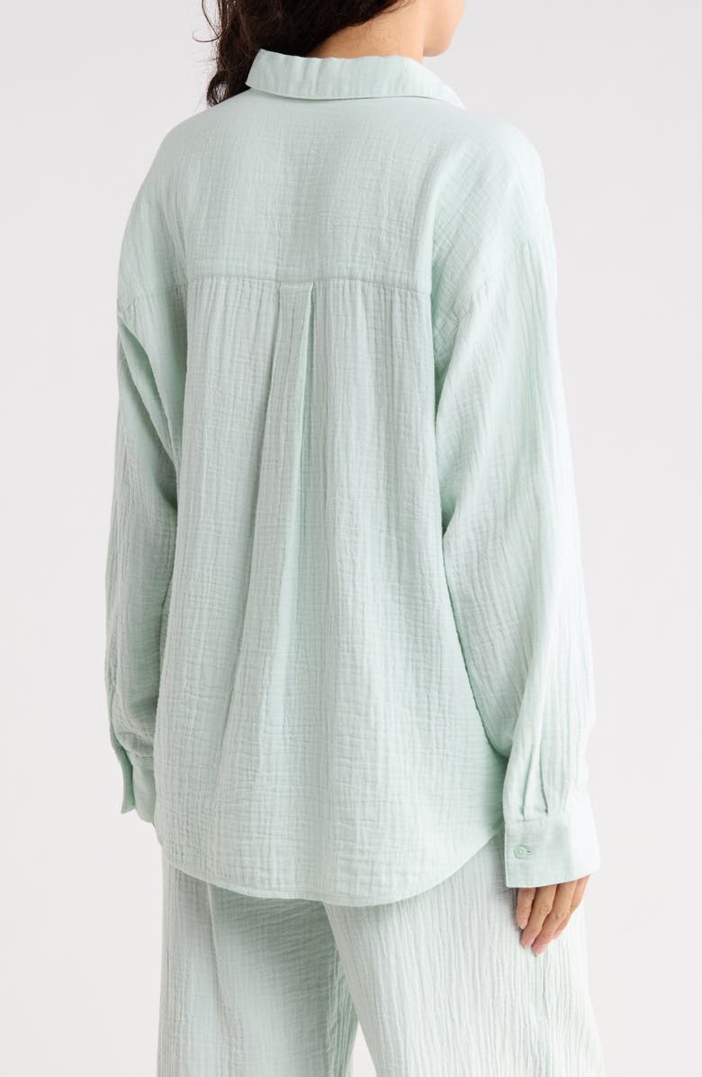 Abound Relaxed Long Sleeve Cotton Gauze Shirt, Alternate, color, Green Joyful