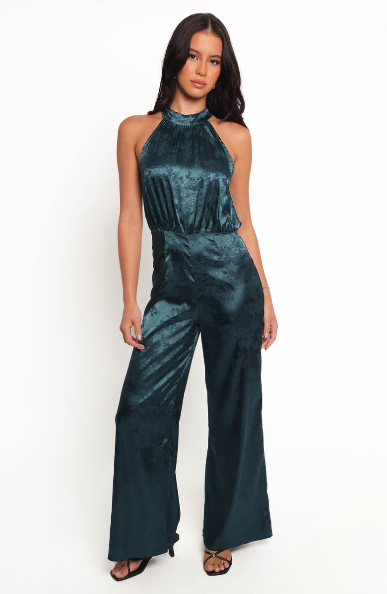 Petal & Pup Shellbie Halter Wide Leg Jumpsuit, Alternate, color, Teal