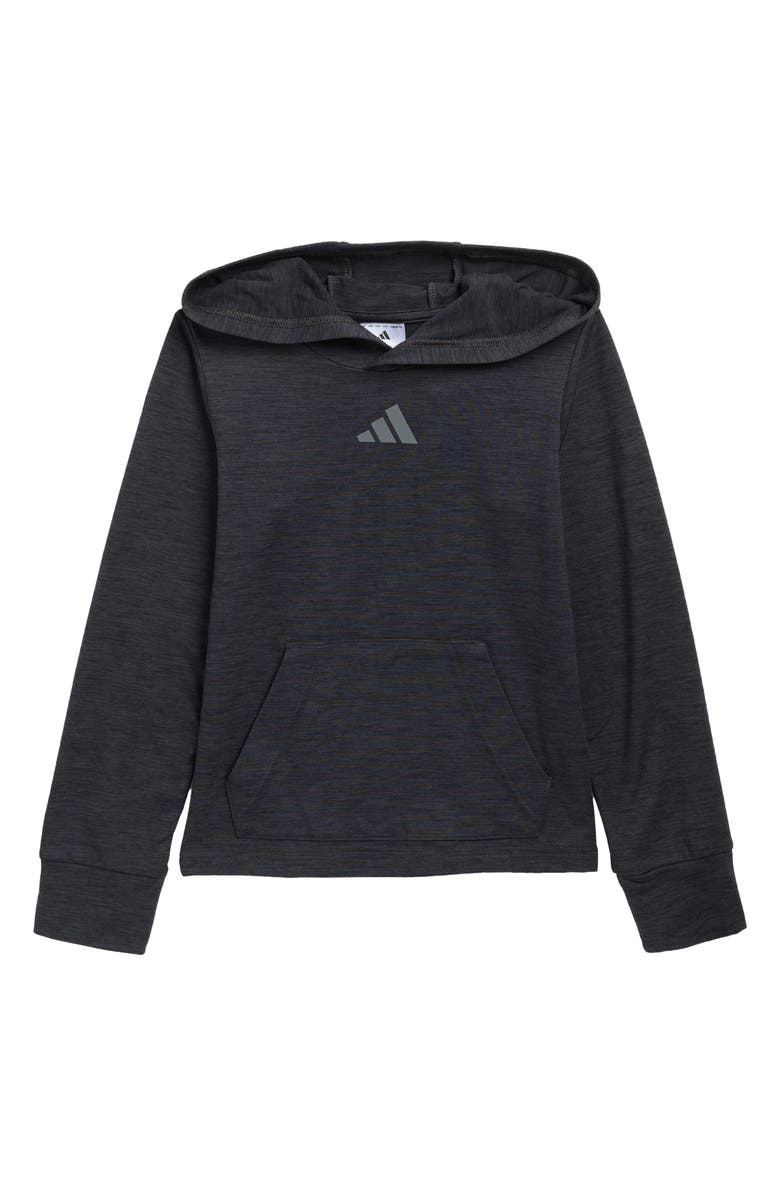 adidas Kids' All Sport Small Logo Hoodie, Main, color, Black W/ Grey Melange