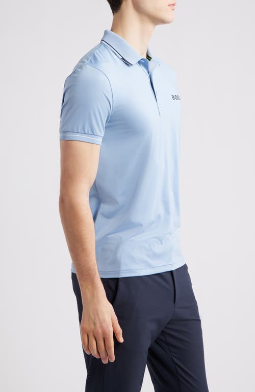 Shop Hugo Boss Boss Paul Pro Active Performance Polo In Open Blue