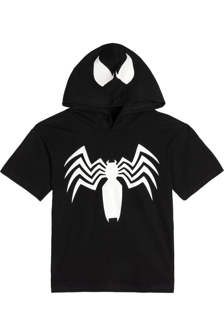 Spider-Man Hooded T-Shirt, Main, color, Black Venom