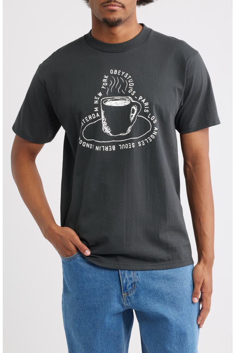Cup Coffee Graphic T-Shirt, Main, color, VINTAGE BLACK