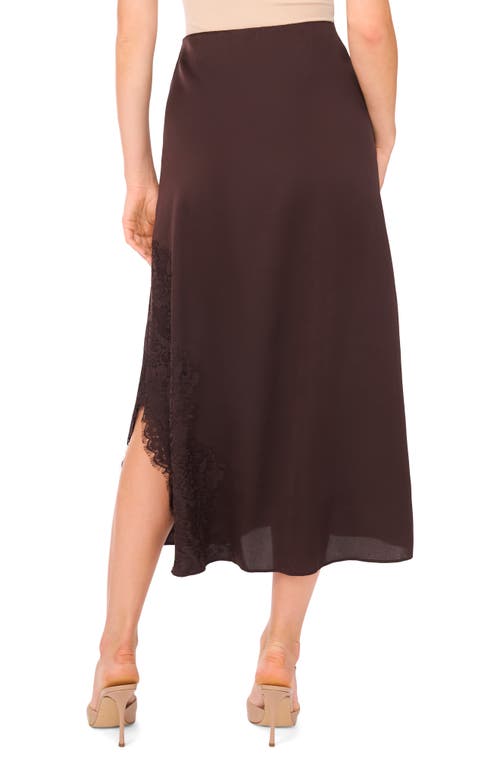 Vince Camuto Lace Detail Asymmetric Slip Skirt In Brown