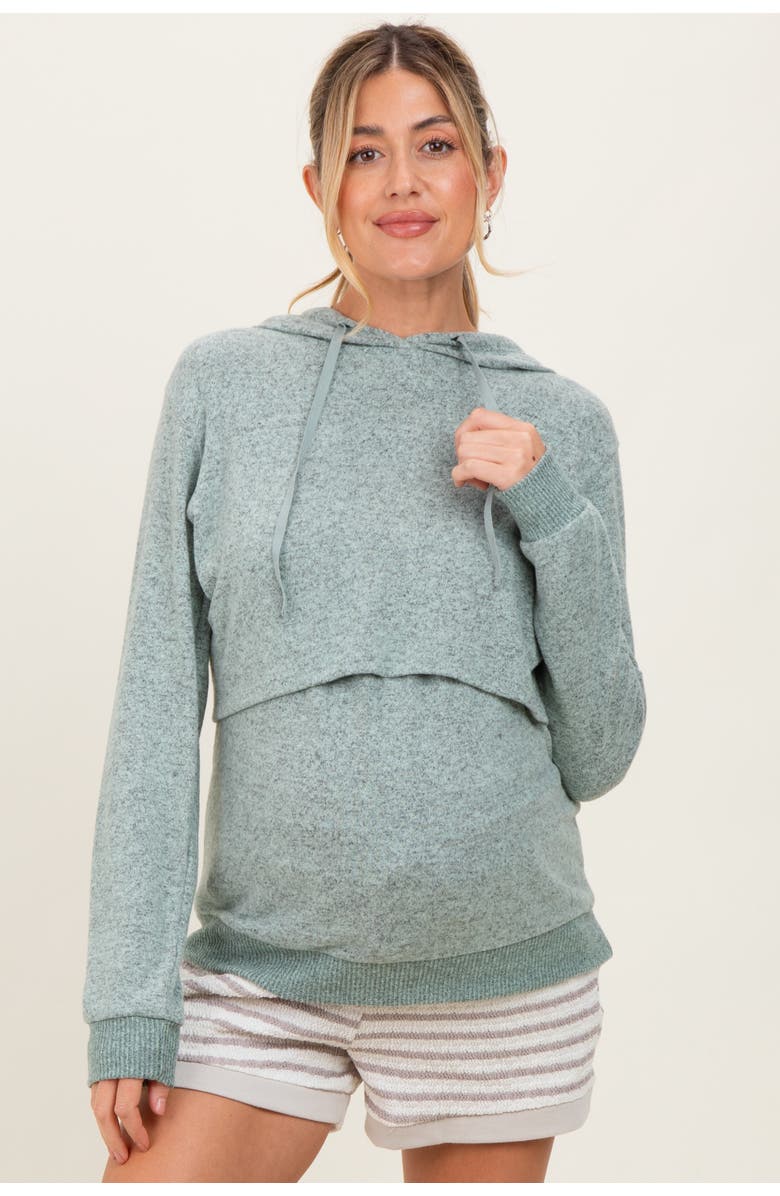 PinkBlush Double Layer Long Sleeve Nursing Hoodie, Main, color, Mint Green