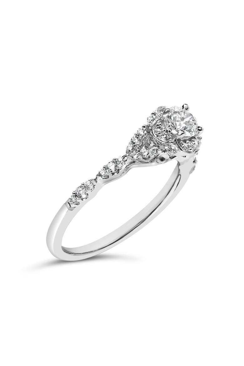 14K White Gold 1/2 Cttw Lab Grown Diamond Vintage Style Engagement Ring, Alternate, color, White