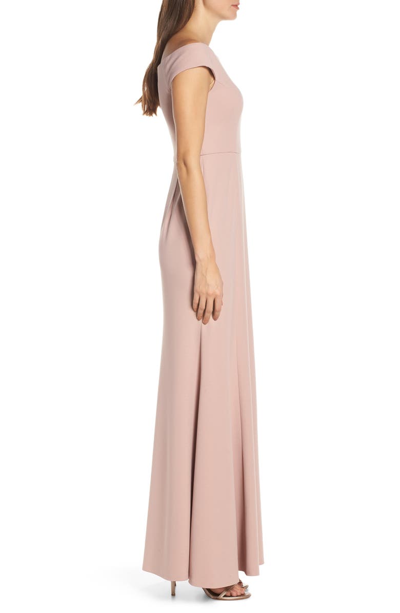 Jenny Yoo Larson Off the Shoulder Crepe Evening Dress, Alternate, color, 