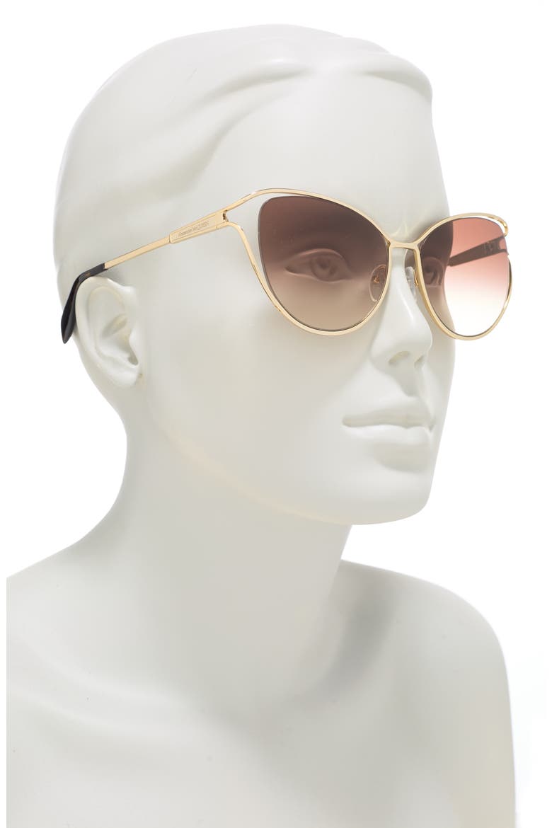 Alexander McQueen 58mm Cat Eye Sunglasses, Alternate, color, GOLD GOLD BROWN