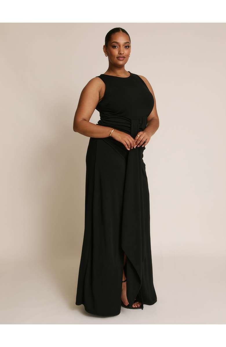 Six Stories Drape Gathered Sleeveless Stretch, Alternate, color, Black