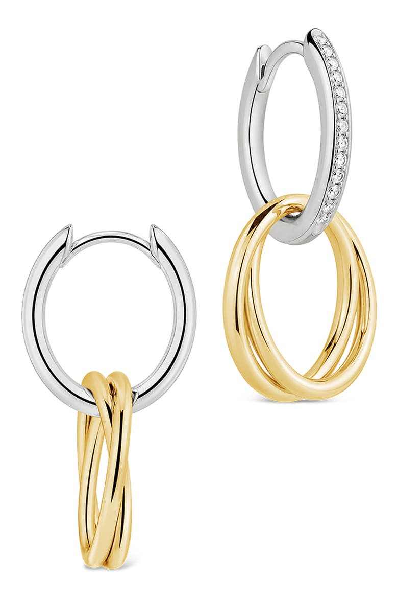 Interlock Two Tone Huggie Hoop Earrings, Main, color, DUAL TONE
