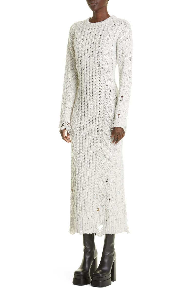 Altuzarra Quincy Long Sleeve Distressed Wool Blend Sweater Dress, Alternate, color,