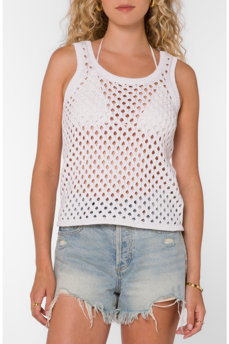 Santina Open Knit Tank, Main, color, OPTIC WHITE