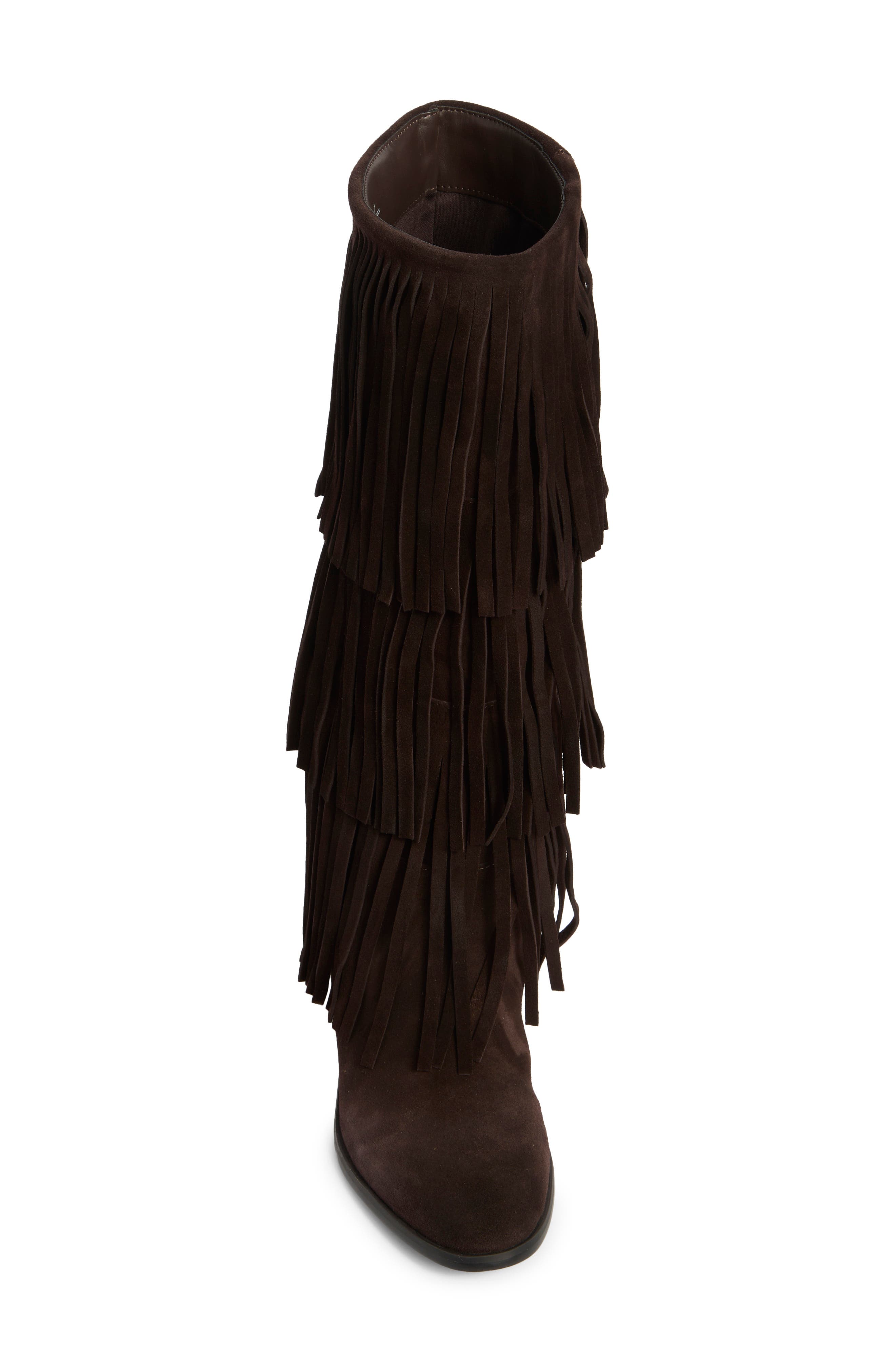 Steve Madden Spur Fringe Boot, Alternate, color, Brown Suede