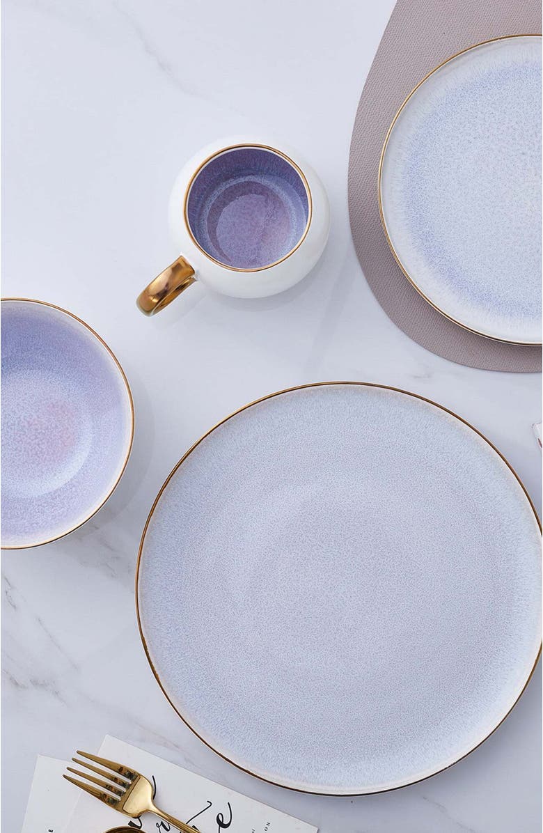 Stone Lain Josephine Porcelain 4-Piece Dinner Plate Set, Alternate, color, Lavender