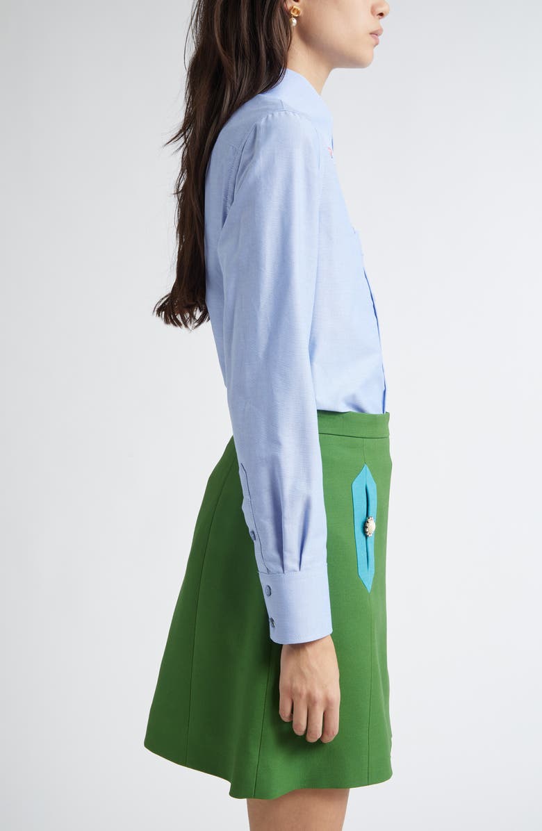 Valentino Garavani Bejeweled Cotton Poplin Button-Down Shirt, Alternate, color, 