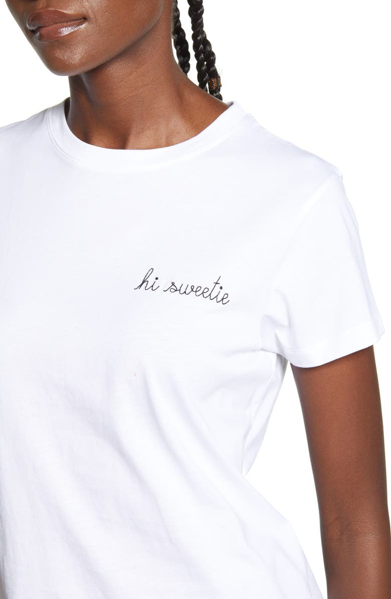 MAISON LABICHE x Peanuts<sup>®</sup> Hi Sweetie Embroidered Cotton Tee, Alternate, color, White