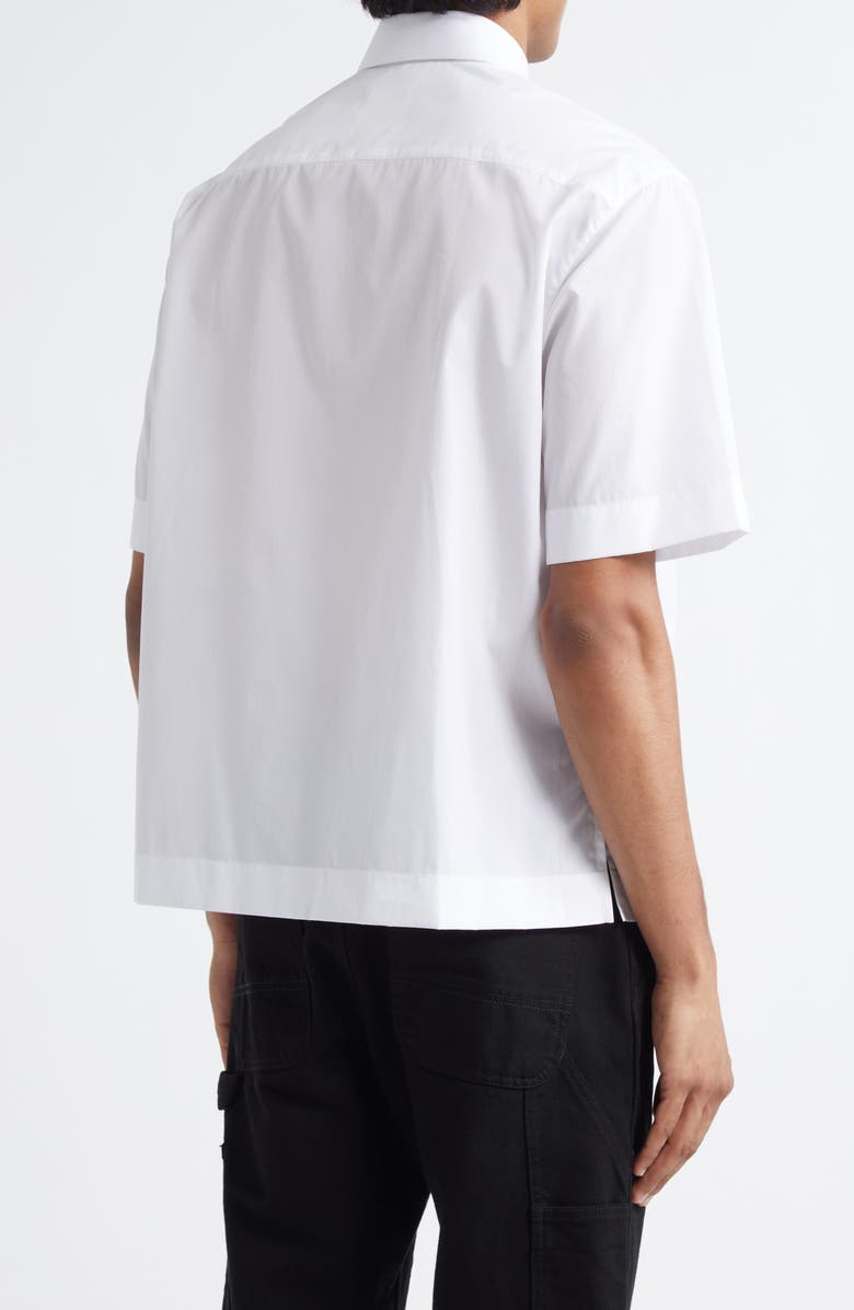 Givenchy Dripping Cutout Logo Short Sleeve Cotton Button-Up Shirt, Alternate, color, White