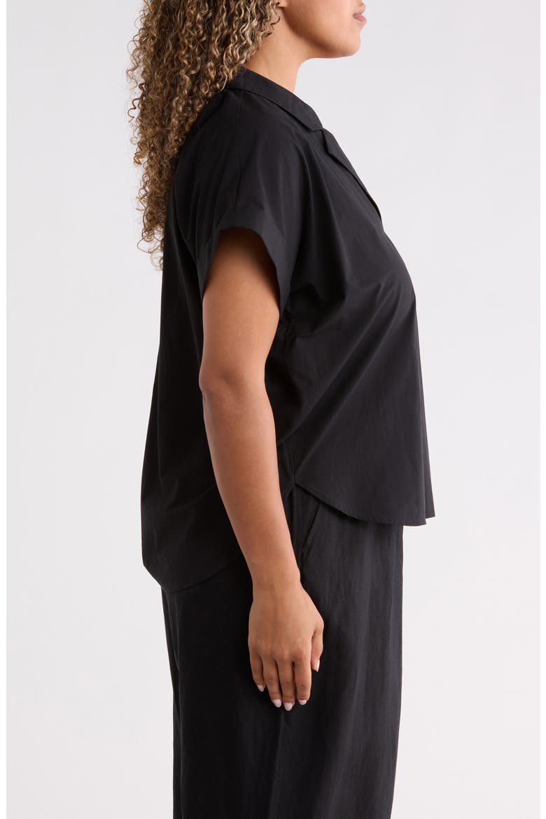 Notch Collar Organic Cotton Top, Alternate, color, BLACK