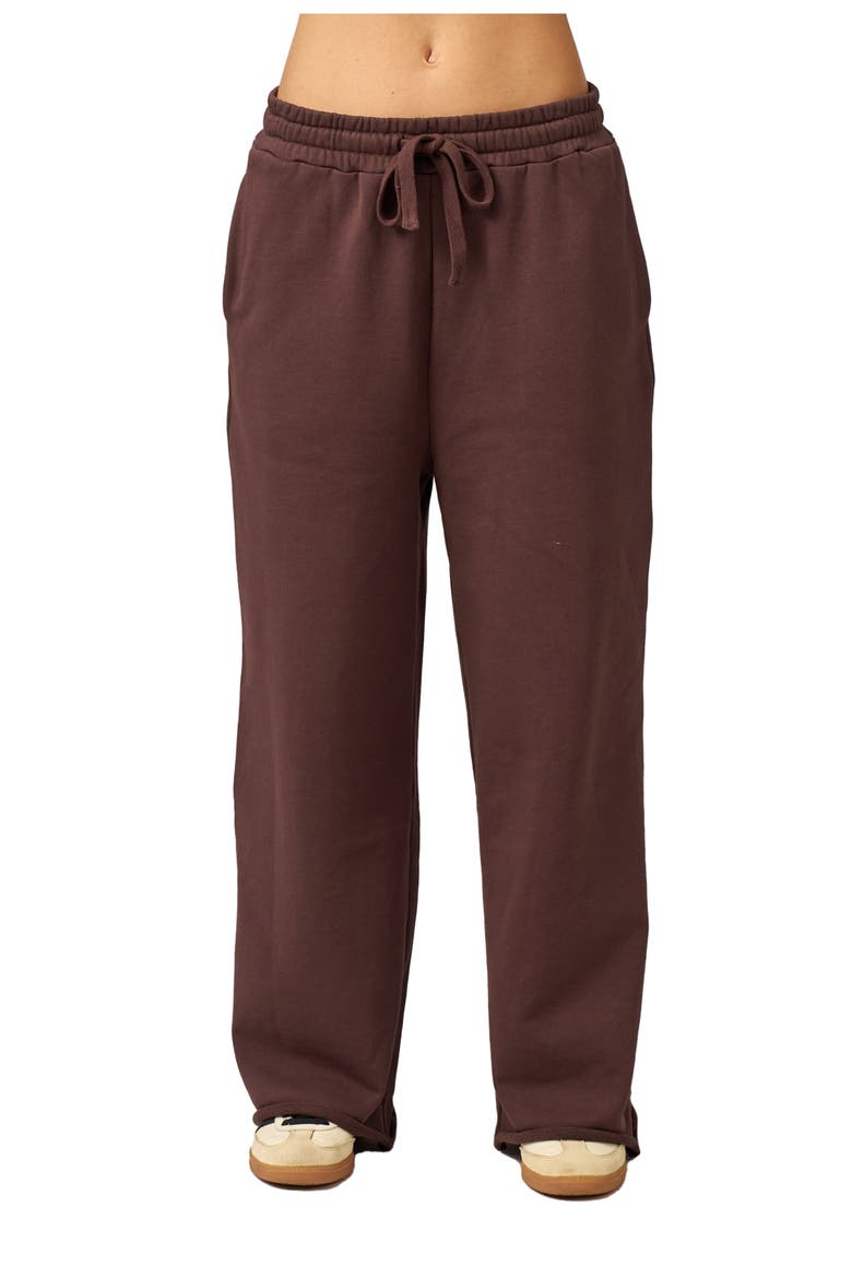 Cozy Coast Airport Wide Leg Sweatpants, Main, color, Brown