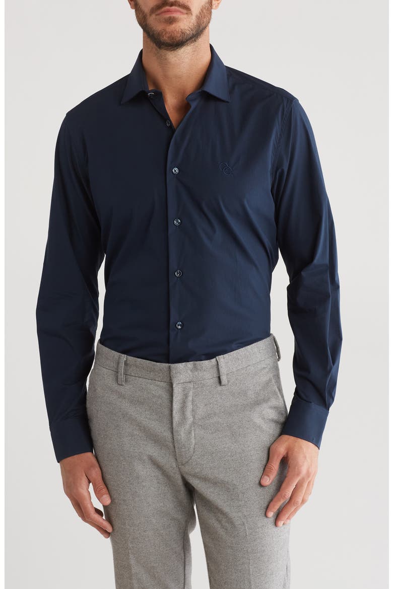 Comfort Fit Cotton Dress Shirt, Main, color, NAVY