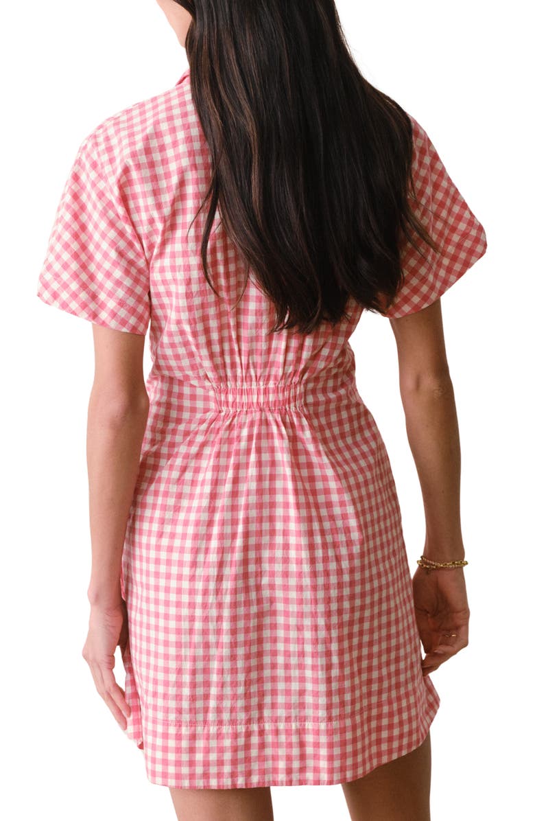 Marine Layer Nova Pima Cotton Gingham Mini Shirtdress, Alternate, color, Cherry Gingham