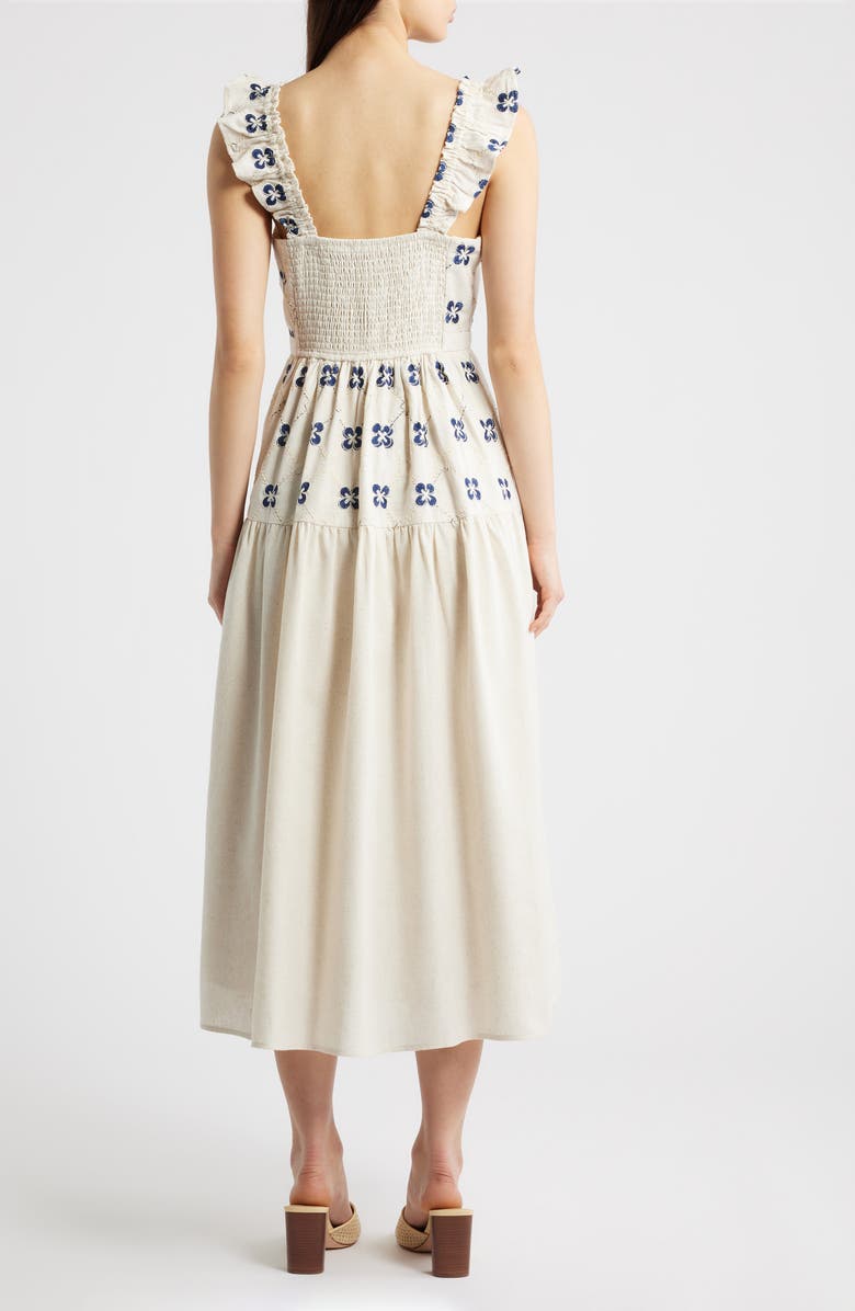 MOON RIVER Floral Embroidered Sundress, Alternate, color, Navy Multi