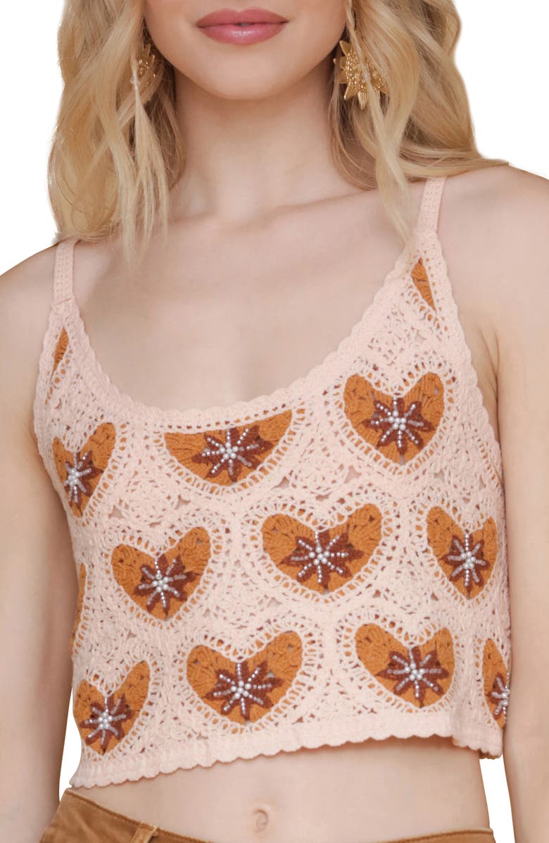 Avec Les Filles Heart Crochet Crop Tank, Alternate, color,