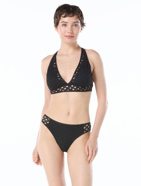 See Through Crochet Halter Bikini Top